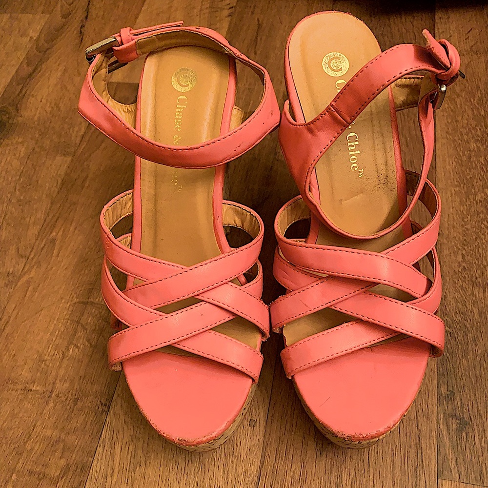 Strappy cork wedge sandals